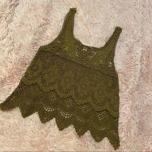 Forever 21 Hunter Green Floral Lace Tank Top